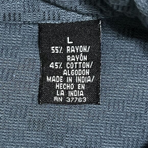 OP Ocean Pacific Camp Shirt Mens L Button Up Cotton Rayon Outdoor Vacation Beach - Picture 5 of 15